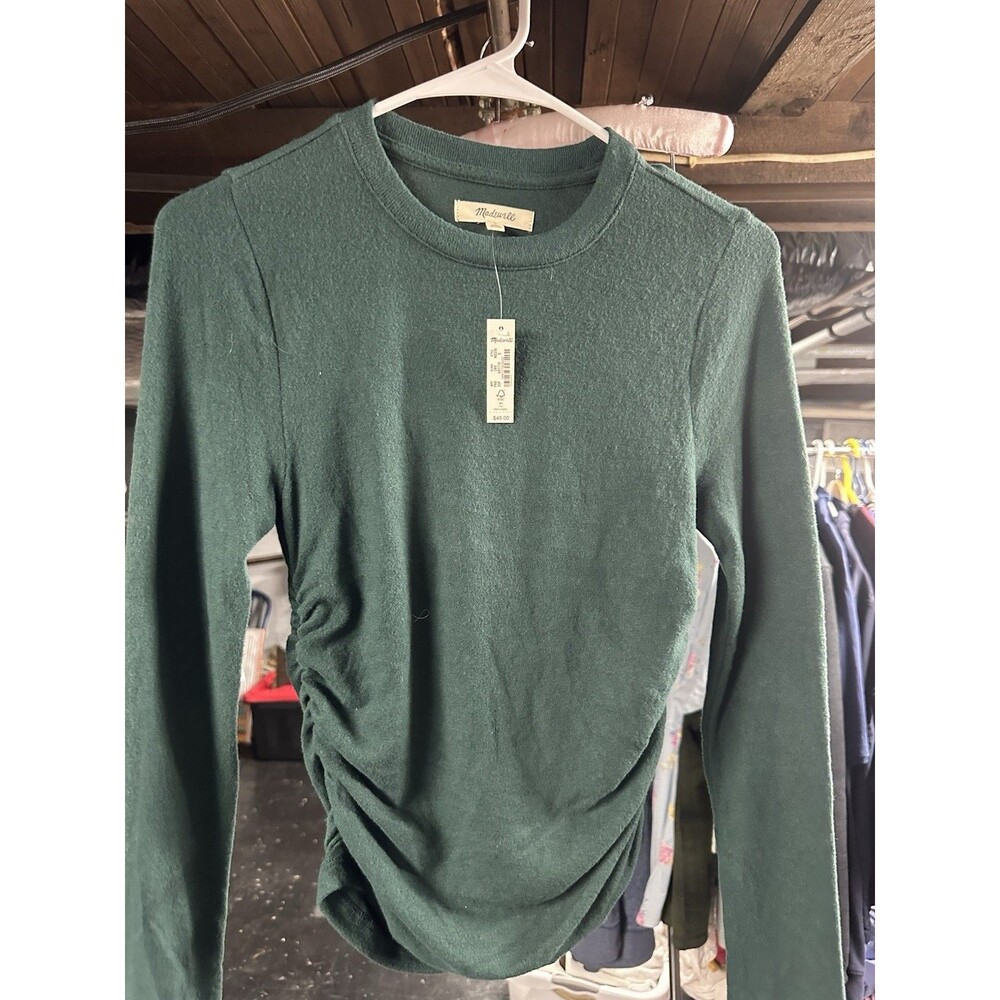 Madewell Women's Green Pullover Sweater Crew Neck Long Sleeve Size S Solid N0376